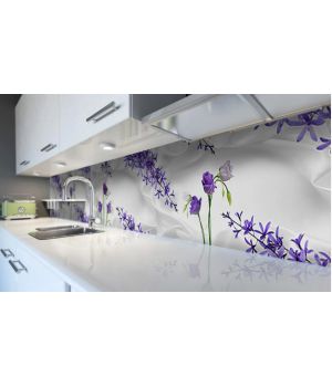Наклейка вінілова кухонний фартух 60х250 см Шовк та квіти