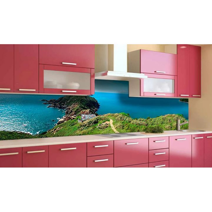Наклейка вінілова кухонний фартух 60х250 см Зелене узбережжя