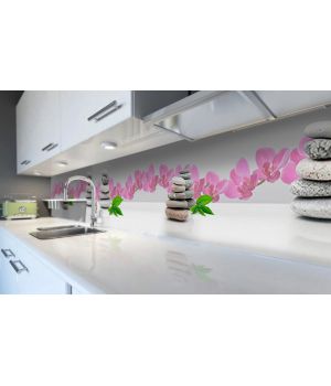 Наклейка вінілова кухонний фартух 60х250 см Сіре каміння 3Д