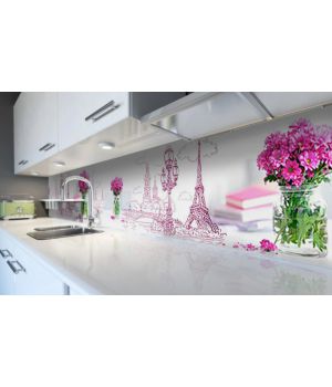 Наклейка вінілова кухонний фартух 60х300 см Мальований Париж