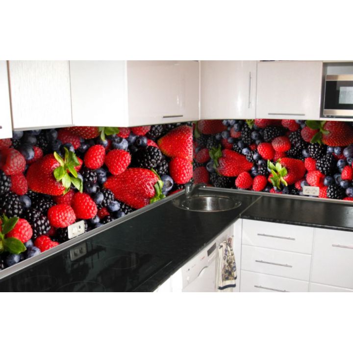 Кухонный фартук 65х250 см Лесная ягода красный