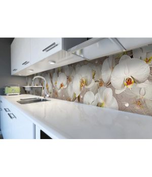 Наклейка Кухонний фартух 65х250 см Орхідея та каплі роси