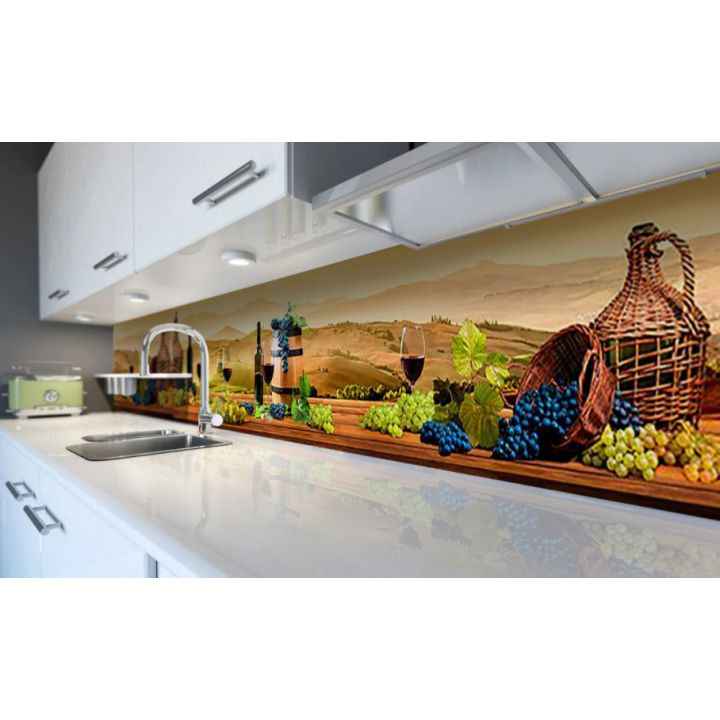 Наклейка вінілова кухонний фартух 60х250 см Виноградна долина