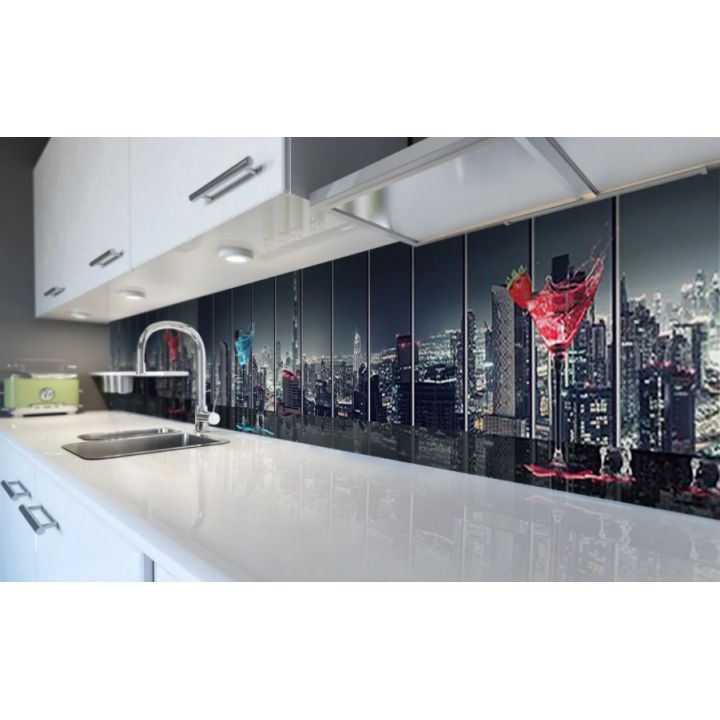 Наклейка виниловая кухонный фартук 60х250 см Вид на город