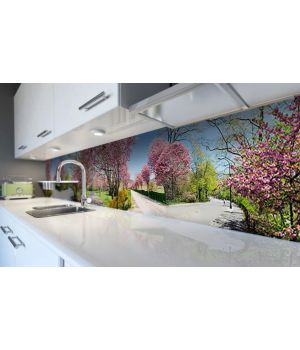 Наклейка виниловая кухонный фартук 60х300 см Цветущий сад