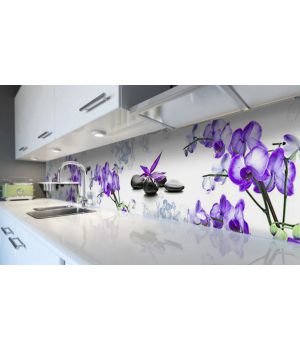 Наклейка виниловая кухонный фартук 60х300 см Неоновые Орхидеи