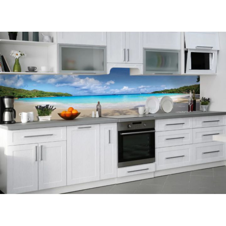 Наклейка кухонный фартук 60х300 см Тропический пляж Баунти разные цвета