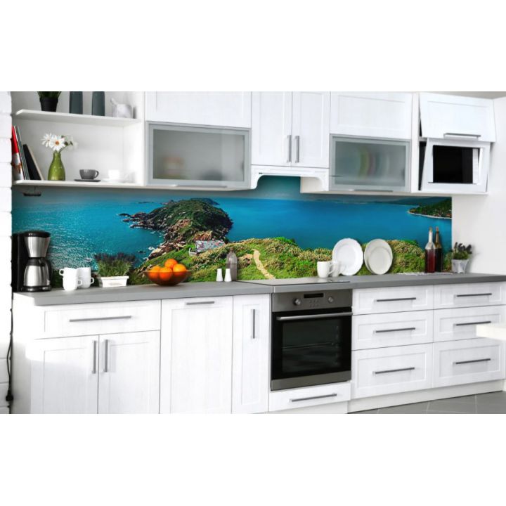 Наклейка вінілова кухонний фартух 65х250 см Зелене Узбережжя