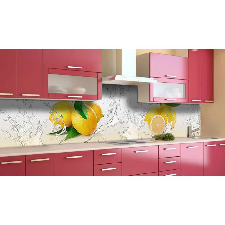 Наклейка виниловая кухонный фартук 65х250 см Сочные Лимоны