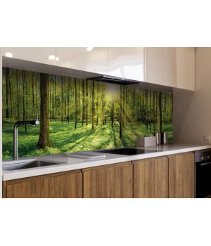 Наклейка вінілова кухонний фартух 65х250 см Ліс, проміння сонця