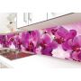 Наклейка вінілова кухонний фартух 65х250 см Пишні рожеві орхідеї