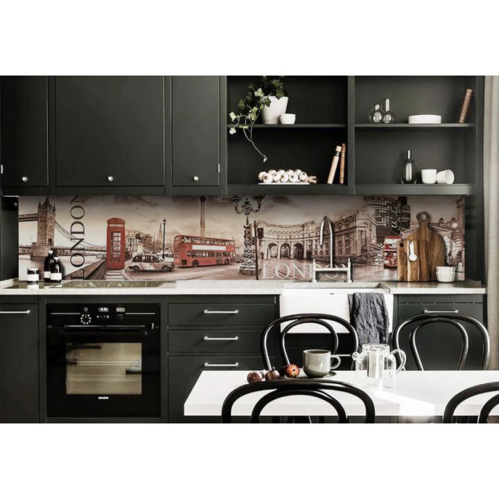 Наклейка Кухонный фартук 65х250 см Лондонская площадь коричневый