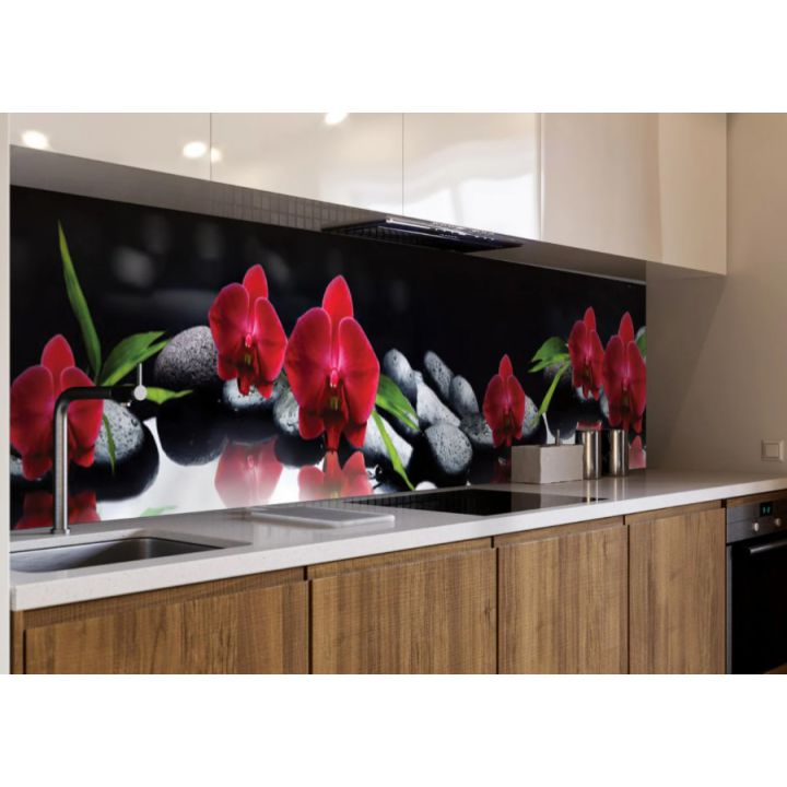 Кухонний фартух 65х250 см Червона орхідея