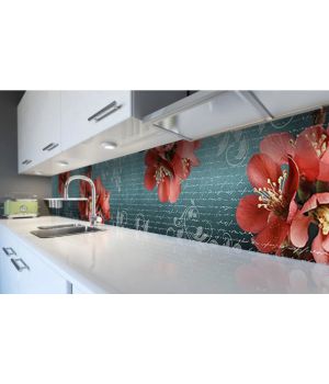 Наклейка виниловая кухонный фартук 60х250 см Крупные цветы Орнамент