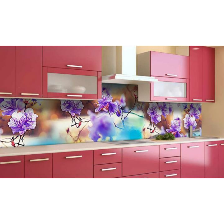 Наклейка виниловая кухонный фартук 60х300 см Пышные цветы на ветке