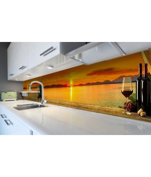 Наклейка вінілова кухонний фартух 60х300 см Захід сонця на острові