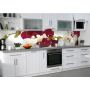 Наклейка кухонный фартук 60х300 см Орхидеи бордовые и белые макро разные цвета