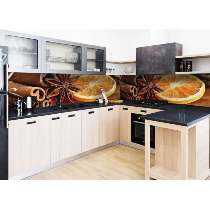 Наклейка кухонный фартук 65х250 см Корица и бадьян коричневый