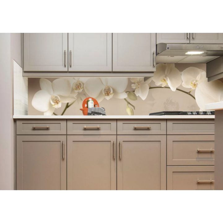 Наклейка Кухонний фартух 65х250 см Орхідея беж