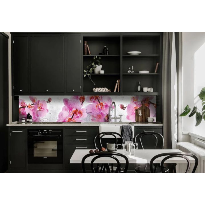 Наклейка Кухонный фартук 65х250 см Орхидея «Сакраменто» розовый