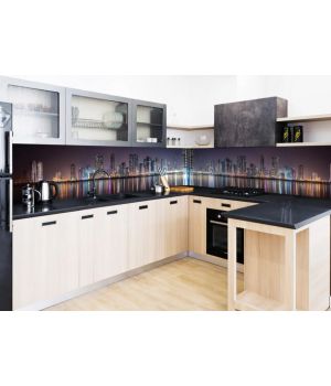 Кухонный фартук 65х250 см Отражение фиолетовый