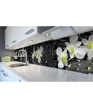 Наклейка вінілова кухонний фартух 60х250 см Мокрі орхідеї