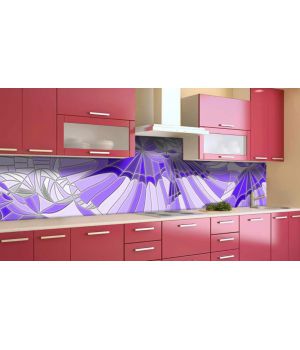 Наклейка вінілова кухонний фартух 60х250 см Фіолетовий вітраж