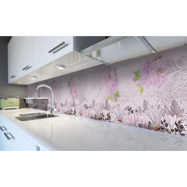 Наклейка вінілова кухонний фартух 60х250 см Квітковий орнамент