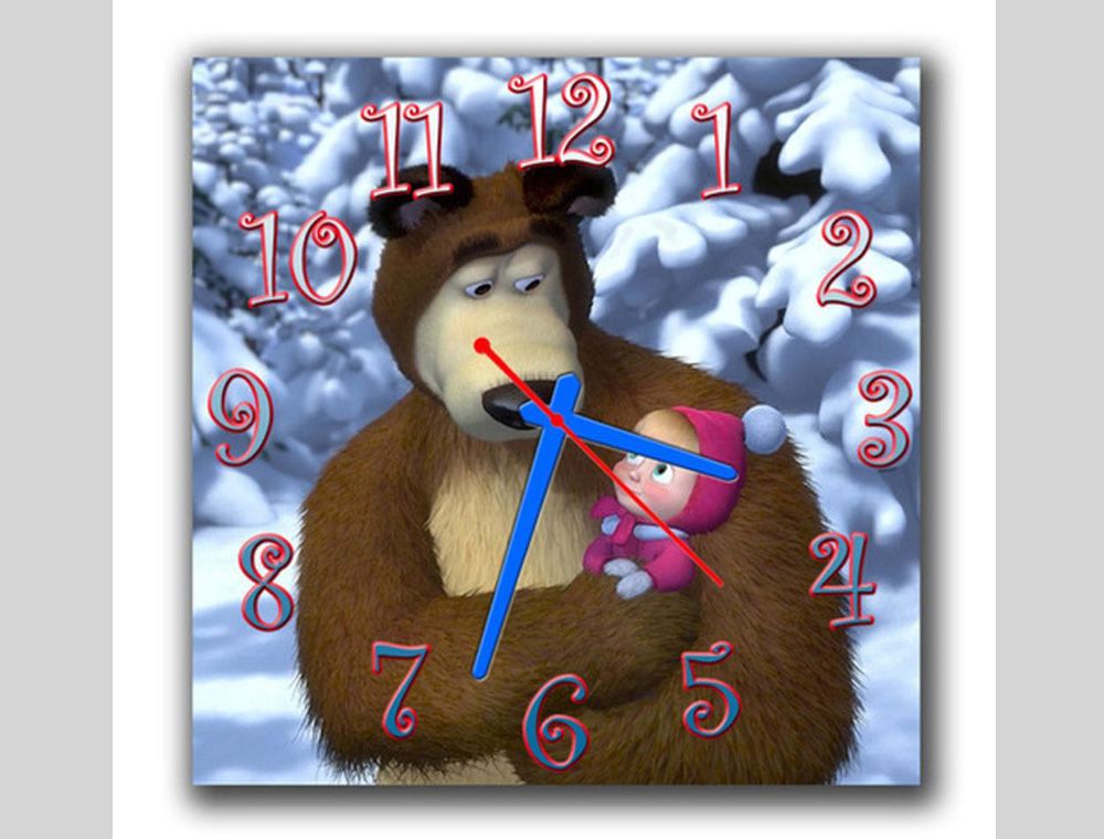 Обзор: Часы настенные прикольные для ребенка Машка и Мишка