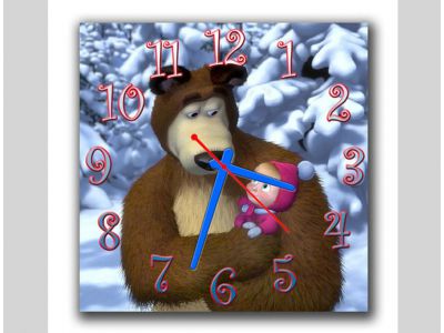 Огляд: Годинник настінний прикольний для дитини "Машка и Ведмідь"