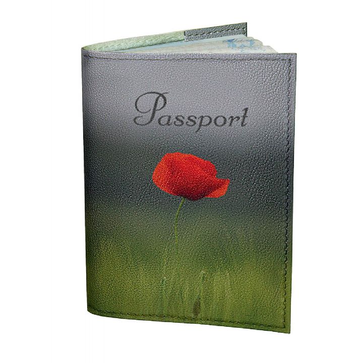 Обкладинка для паспорта DevayS Maker DM 0202 Червоний мак зелена (01-0202-463)