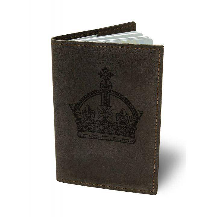 Обложка для паспорта BermuD Королева М01 коричневая (B 01-18Ko-01-12)
