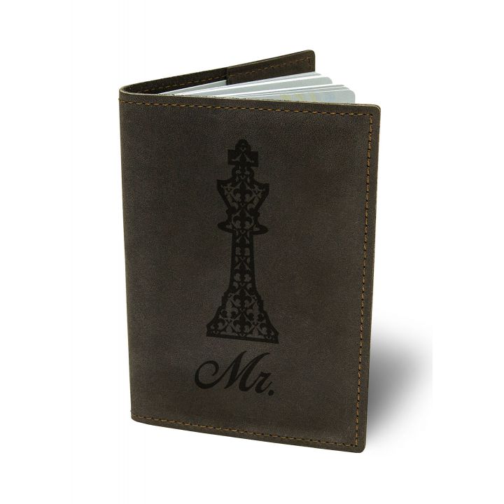 Обложка для паспорта BermuD Мистер М01 коричневая (B 01-18Ko-01-15)