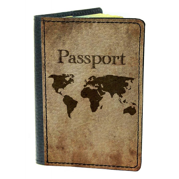 Обложка для паспорта DevayS Maker DM 03 Карта мира коричневая (01-0103-448)
