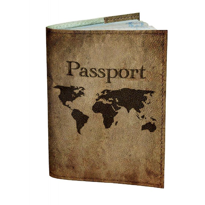 Обложка для паспорта DevayS Maker DM 0202 Карта мира коричневая (01-0202-448)