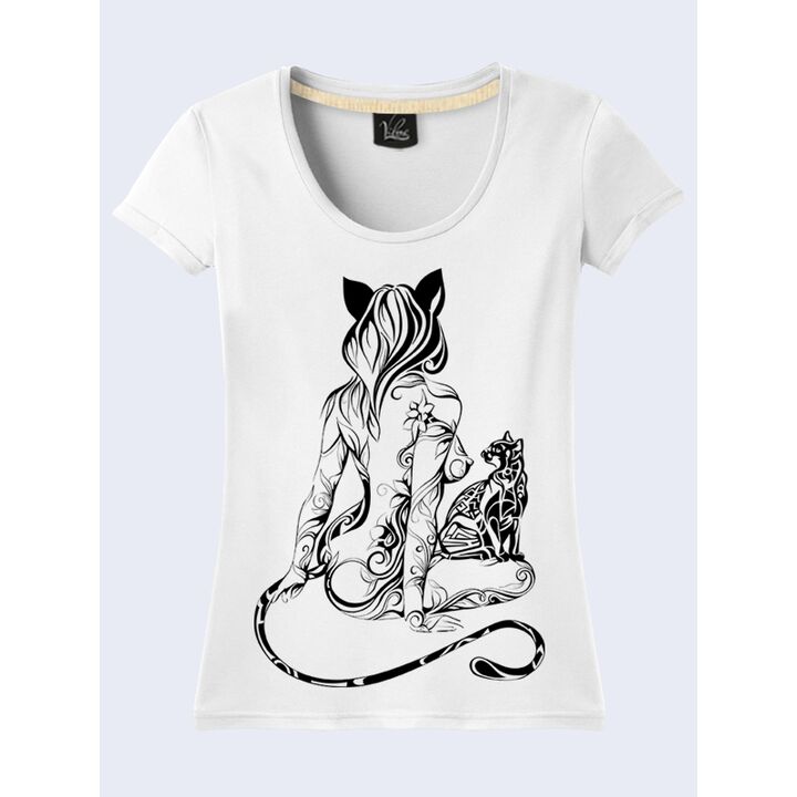 Молодіжна 3D Футболка Girl with Cat