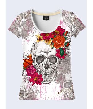 Футболка Skull flowers