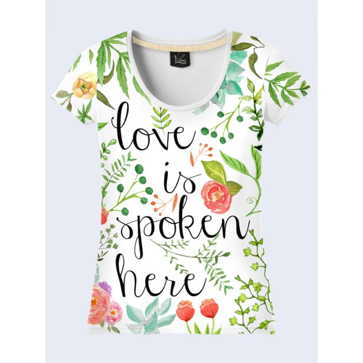 Молодежная 3D Футболка Love is spoken here