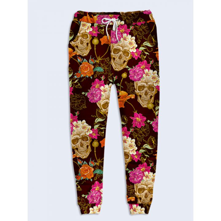 Модные женские брюки Черепа в цветах