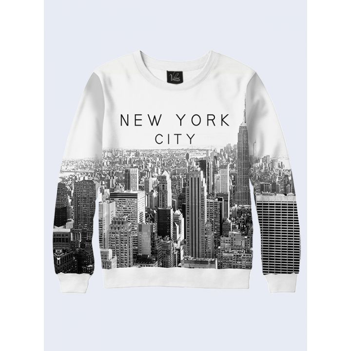 Женский свитшот Нью-Йорк чёрно-белый