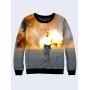 3D Мужской свитшот Cat and explosion