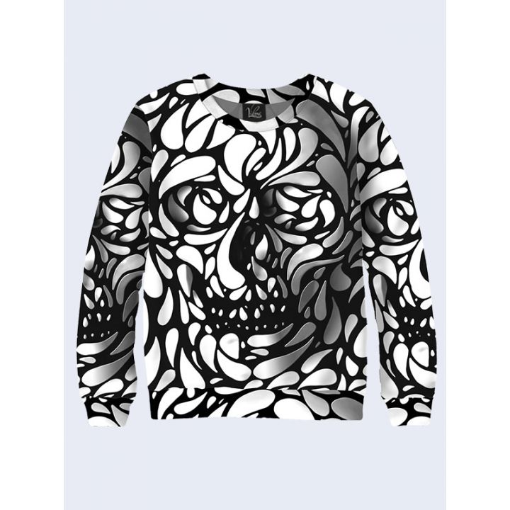 3D Мужской свитшот Black and white skull