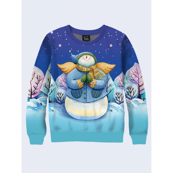 Мужской свитшот Зимний снеговик-ангел