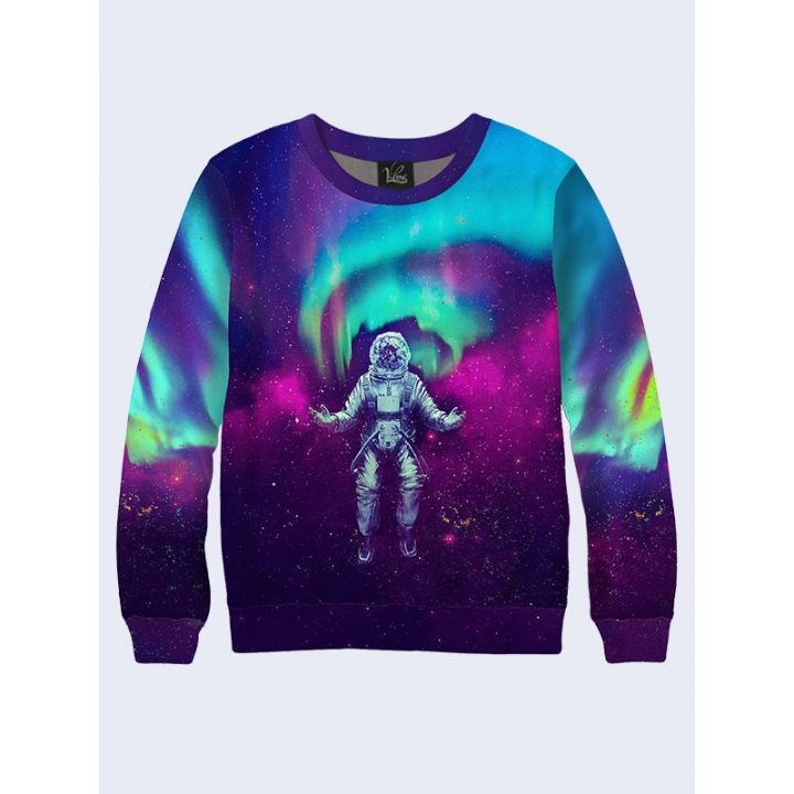 Мужской Свитшот Астронавт и северное сияние
