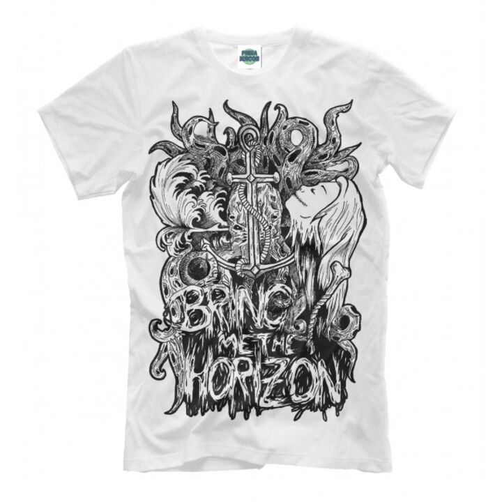 Мужская Стильная футболка с рисунком Якорь Белая Bring Me the Horizon