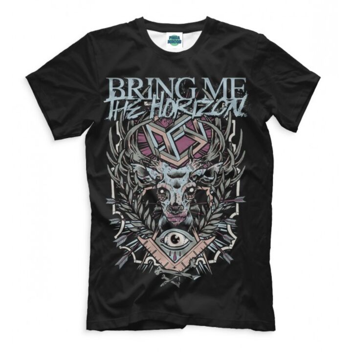 Мужская Прикольная футболка с рисунком Олень Bring Me the Horizon