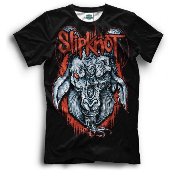 Мужская Прикольная футболка с рисунком Козел черная Slipknot
