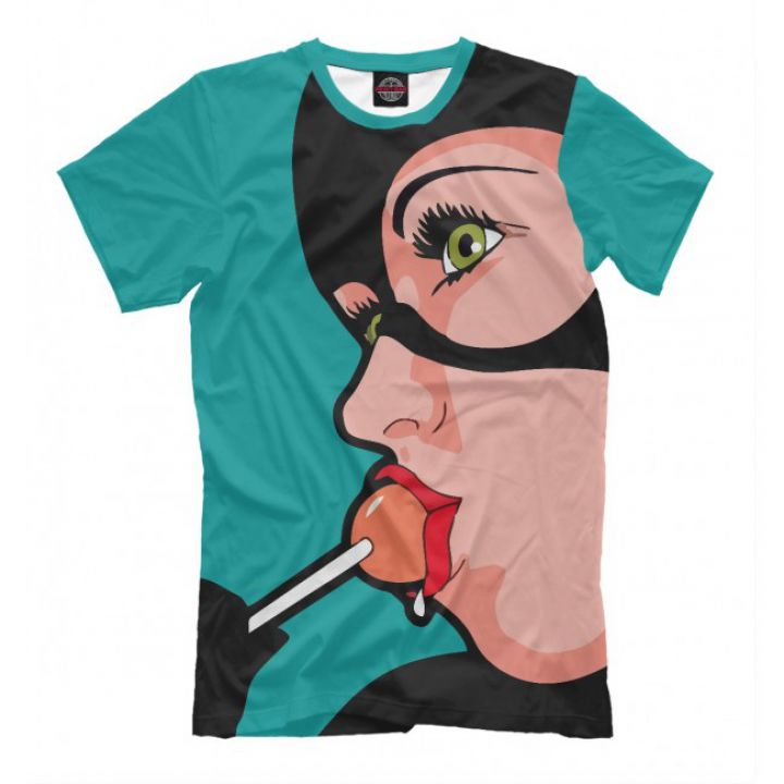 Мужская Прикольная футболка с рисунком Женщина-кошка