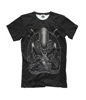 Прикольная футболка с рисунком Alien черная