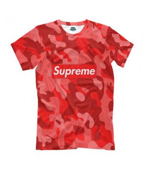 Прикольная футболка с рисунком Милитари красный Supreme